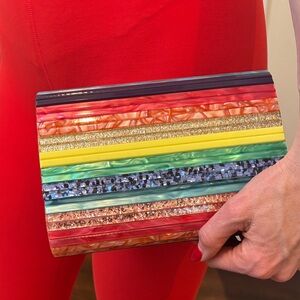 Multicolor Striped Clutch